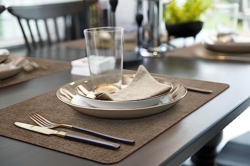 More Décor Faux Leather Placemats Set of 6 for Dining Table