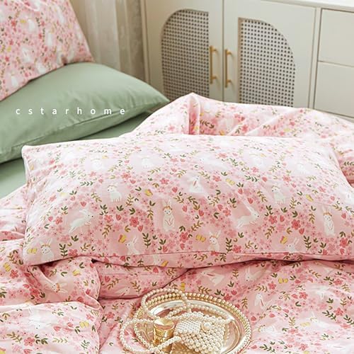 4 Piece Cotton Floral Bedding Set, Floral Bedding Duvet Cover Set