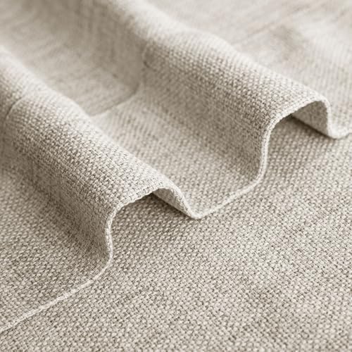Extra Long Linen Curtains Light Filtering 100Wx120L Sand Beige 2 Panel