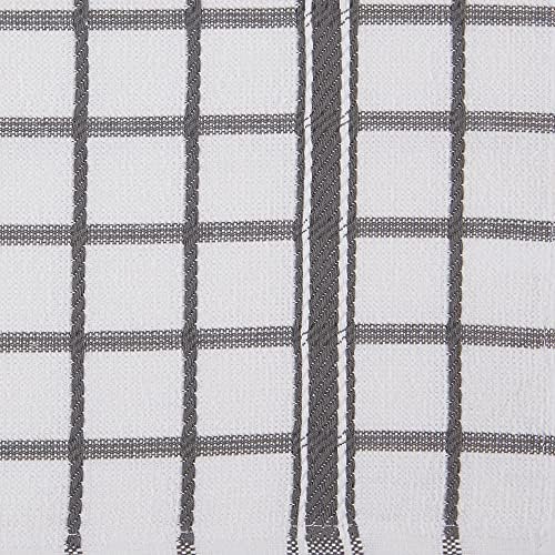 DII Basic Terry Collection Windowpane Dishtowel Set, 16x26, Gray