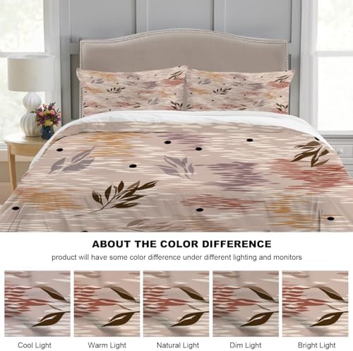 Batmerry Dot Leaf Queen Size 100% Cotton Duvet Cover Sets, Soft