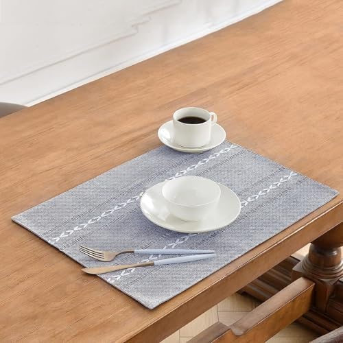 Beydodo Table Mats Set of 6, Kitchen Placemats Cotton Linen for