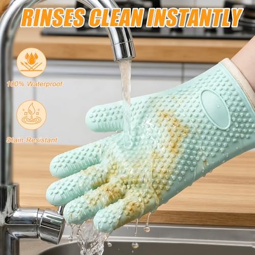 2Pack Heat Resistant Oven Mitts for Grilling and Baking, Non-Slip