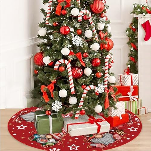 GAGEC 18 Inch Red Glitter Gnome Christmas Tree Skirt
