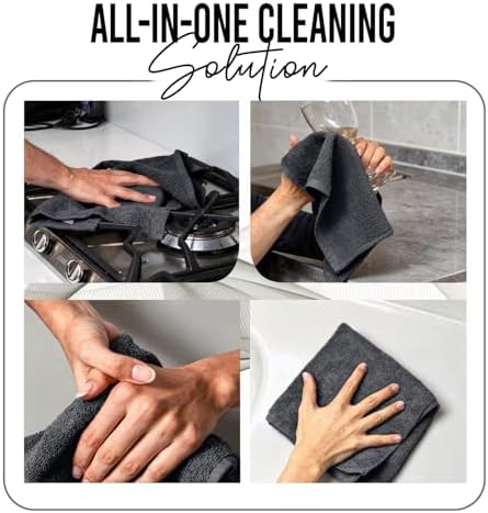 RIVERSIDE 24 Pack Wash Cloths for Showering, 12x12 inches, Dark Gray