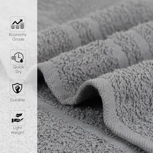 Hand Towels (Pack of 24) Grey Economy Salon Towels - 100% Cotton Spa