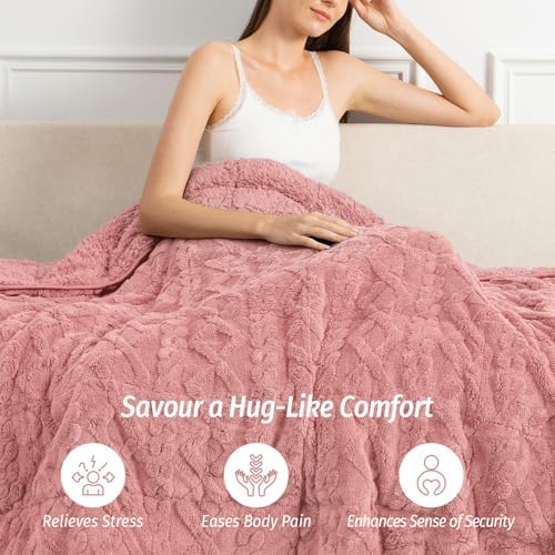 Wemore Weighted Blanket for Adults Queen Size 15 lbs 60"x80" Apricot