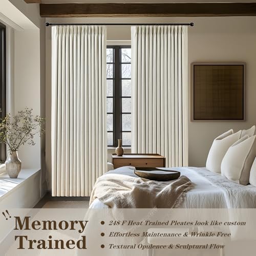 IVAPUPU Natural Pinch Pleated 100% Blackout Curtains 120 Inch Long