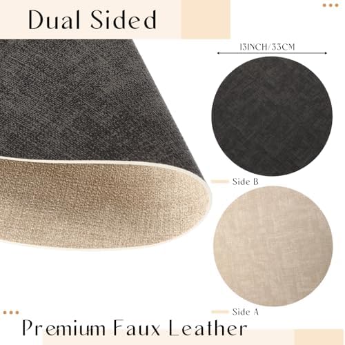 Mifoci Placemats Set of 10 Round Faux Leather Placemats Dual-Sided