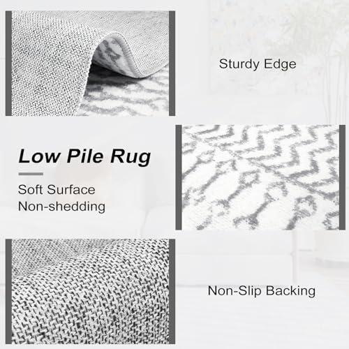 Gray Runner Rugs for Hallway, 2x6 Washable Luxury Bathroom Rugs
