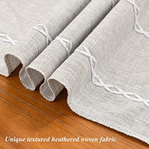 Wracra Rustic Linen Table Runner, Light Grey Table Runners 72 inches