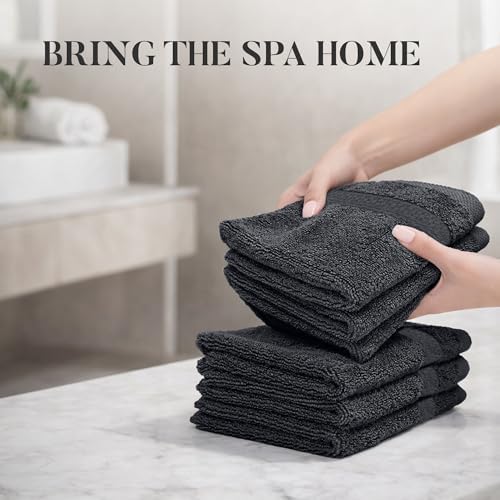 RIVERSIDE 12 Pack Premium Wash Cloths, 12x12 in, 600 GSM, Dark Gray