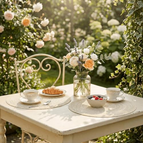 Artoid Mode Ivory Vanilla Cotton Polyester Braided Placemats Set of 4