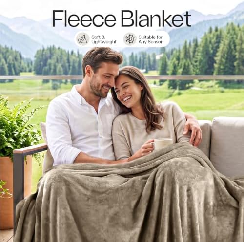 Soft Fleece Blanket for Bed King Size Camel (90x102 Inch)