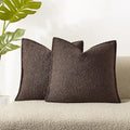 Brown 20x20 Boucle Textured Throw Pillow Covers Set of 2 for Couch