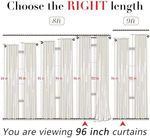 XTMYI Linen Curtains 96 Inch Long 2 Panel Set, Cream Sheer Pleated