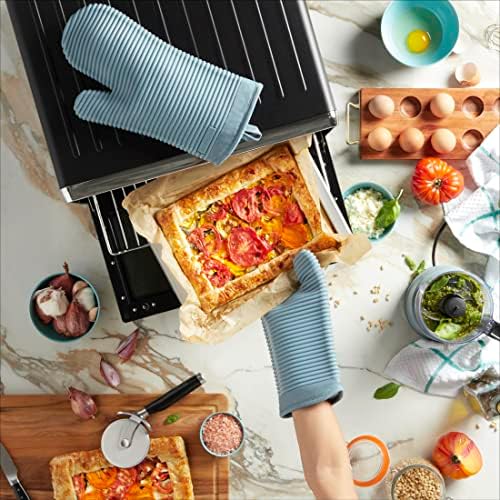 KITCHENAID Ribbed Soft Silicone Oven Mitt 2-Pack Set, 7.5"x13", Fog