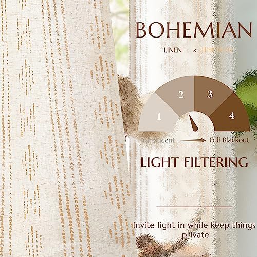 jinchan Linen Curtains Light Filtering 50x84 Inch Back Tab 2 Panels