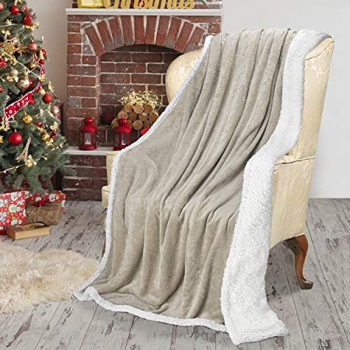 Tirrinia Sherpa Throw Plush Blanket Camel Throw Twin Size 60inch x