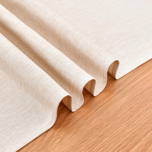 Faux Linen Small Table Runner Water Resistant 13 x 36 in, Neutral