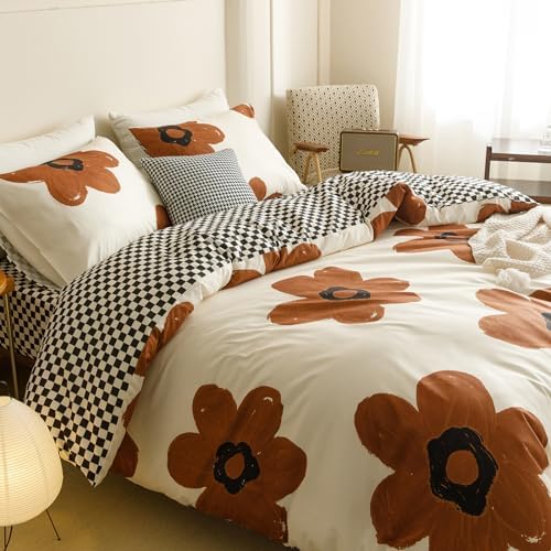 Wellboo Boho Floral Comforter Sets California King Pumpkin Sunflower