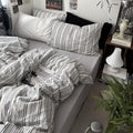 MKXI Full Size Charcoal Grey & White Striped Duvet Cover Set - 3 Piece