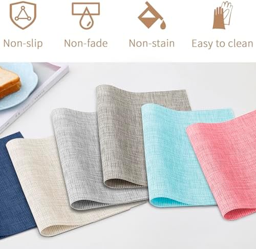 JeogYong Wipeable Placemats Set of 8 Washable Placemats Woven Table