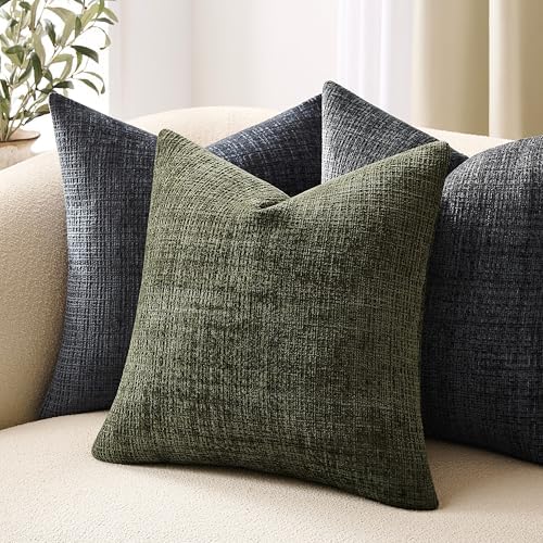 ZeeMart Fine-Textured Throw Pillow Covers Set of 2, 22x22 Inch Olive