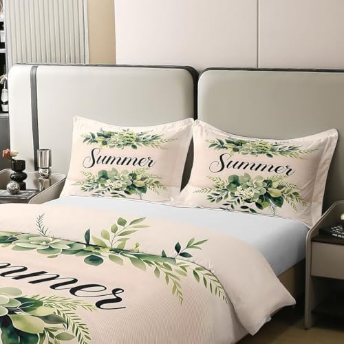 Erosebridal Succulent & Eucalyptus 100% Cotton Queen Comforter Cover