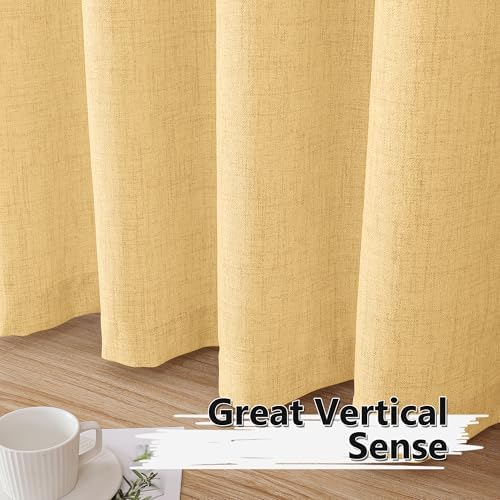 Tollpiz Linen Curtains Bedroom Rod Pocket Semi Sheer Curtain Burlap