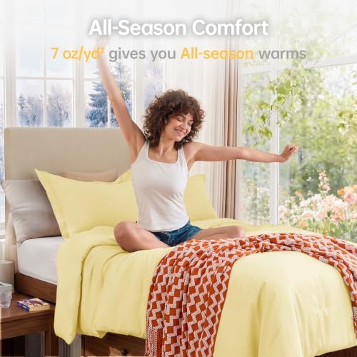 MUXHOMO Twin/Twin XL Comforter Set, 2-PC All-Season Bedding, Cream