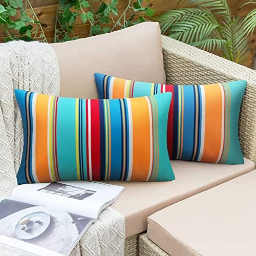 Pyonic Outdoor Lumbar Pillow Covers Set of 2 Waterproof Throw Pillow