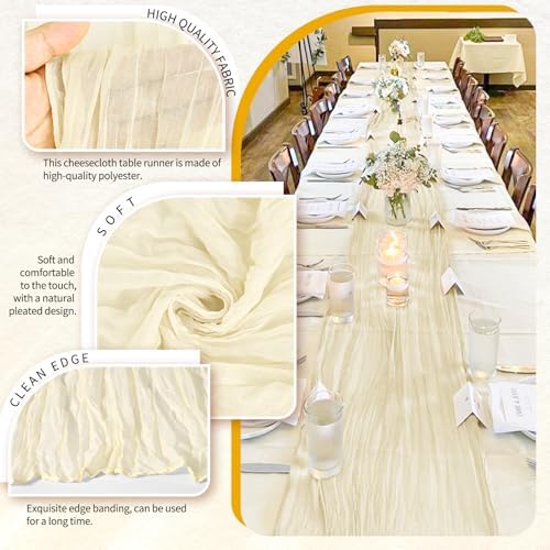 10 Pack Ivory Cheesecloth Table Runner Wedding Birthday Table Decor