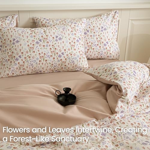 BISELINA Brushed Cotton Duvet Cover Queen Size – Soft Floral Bedding