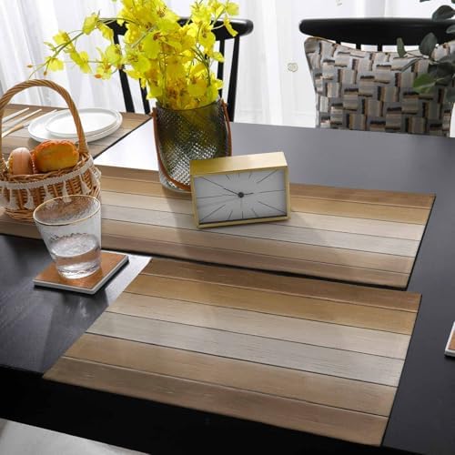 Brown Beige Table Runner and Placemats for Dining Tables,Burlap Coffee