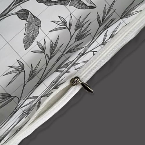 Tropical Print Microfiber Grey Duvet Cover Set King