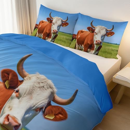 Nature Grassland Cows Printed Bedding Set– Microfiber Duvet Cover