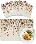 Hello Fall Faux Leather Placemats Set of 6, 12x18in, Waterproof Heat