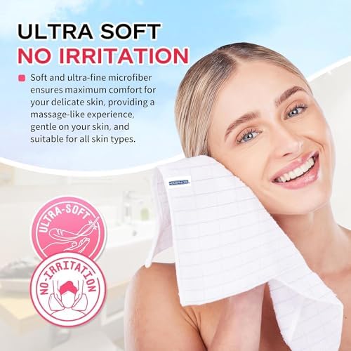 White Washcloths 60 Pack, Microfiber Face Cloths, Soft Bulk Face Wash