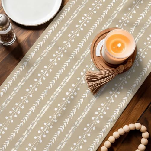 Modern Minimalist 36 Inch Table Runner, Farmhouse Simple Lines Texture