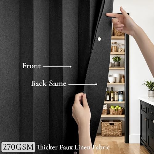 52 W x 84 L Inch Full Blackout Pinch Pleat Curtain Faux Linen Drape
