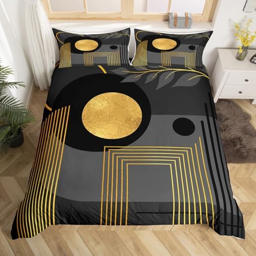 Erosebridal Gray Black Abstract Boho Duvet Cover King Size Mid Century