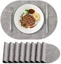 homing Heat Resistant Oval Placemats Set of 8, Light Grey