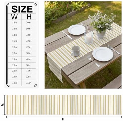 Cream Striped Table Runner 72 Inch Long Dresser Scarves Linen