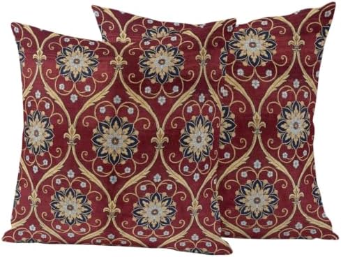 Boho Decorative Throw Pillow Covers 18x18 Inch Set of 2 Vintage Red