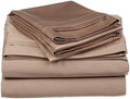 Hotel Luxury Bed Sheets Taupe Solid 6 PCs Full XL Bed Sheet Set 100%