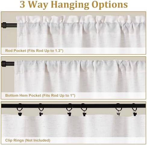 Lecloud Bessie Curtains 54 Inch Length 2 Panels, Light Filtering Faux