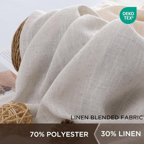 CUCRAF Natural Off White Linen Non See Through Semi Sheer Privacy