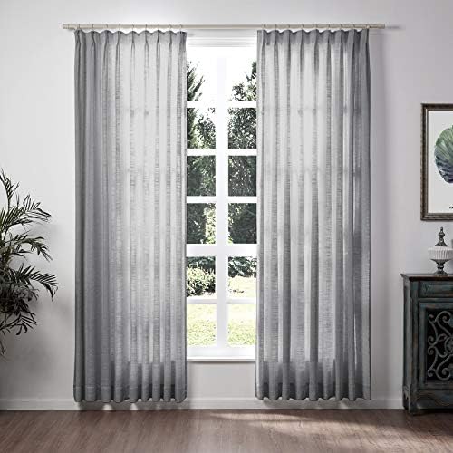 ChadMade Pinch Pleated Faux Linen Drapery Light Filtering Privacy