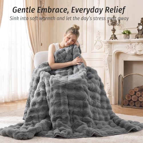 Wemore Fluffy Weighted Blanket for Adults 60" X 80" 20 lbs Queen Size